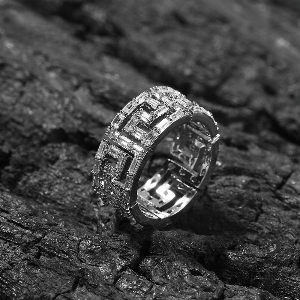 Silver Plated Cubic Zirconia Statement Ring for Women & Men – Round Hip Hop Style Band, Size 7 product image