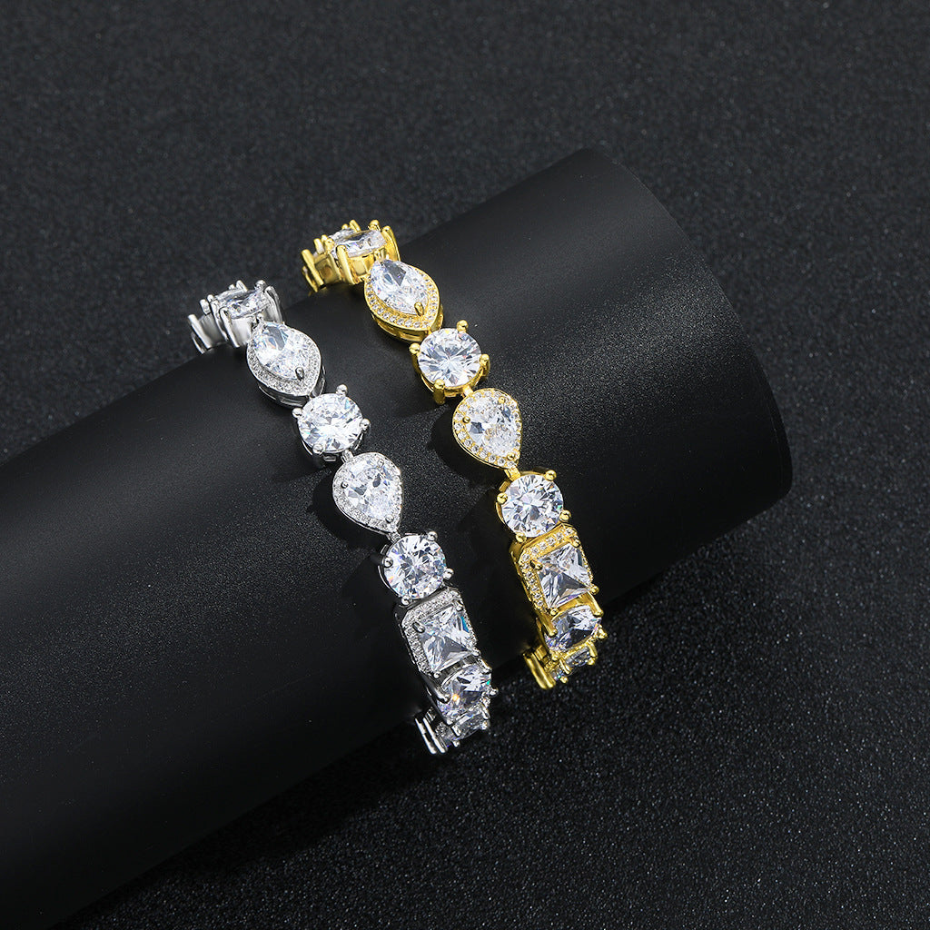 Light Luxury Square Oval Teardrop Cubic Zirconia Bracelet for Men