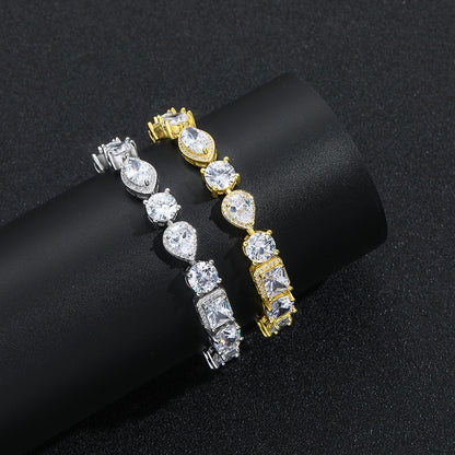 Light Luxury Square Oval Teardrop Cubic Zirconia Bracelet for Men