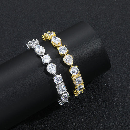 Light Luxury Square Oval Teardrop Cubic Zirconia Bracelet for Men