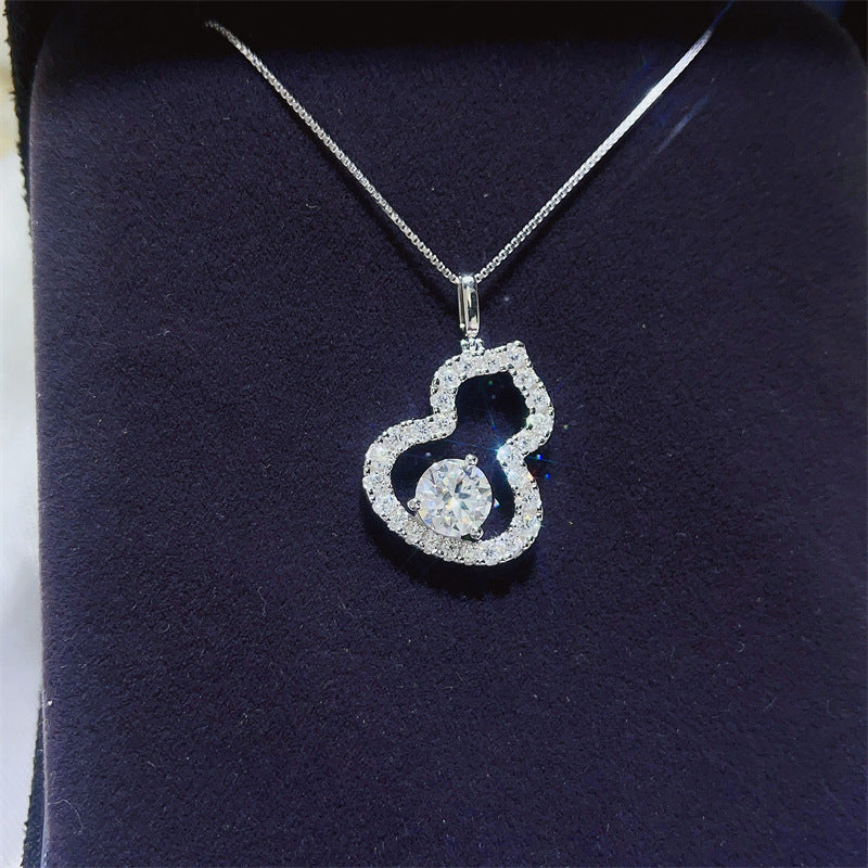 925 Silver Moissanite Gourd Pendant Necklace for Women product image
