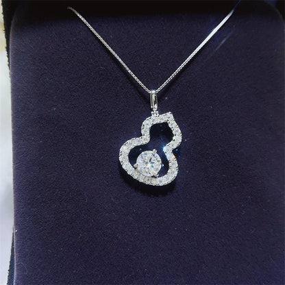 925 Silver Moissanite Gourd Pendant Necklace for Women