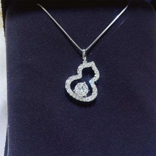 925 Silver Moissanite Gourd Pendant Necklace for Women