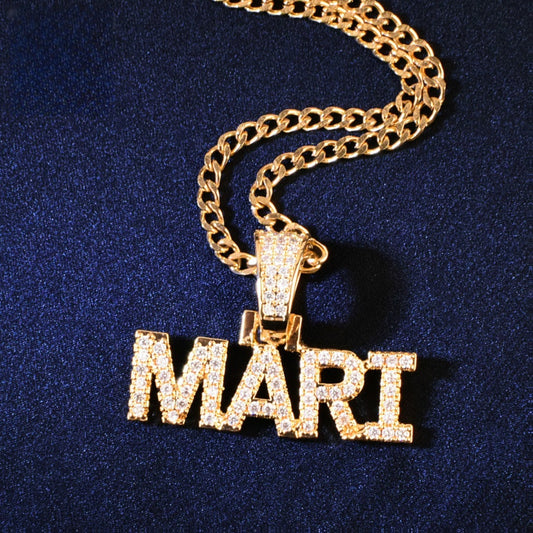 Unisex Iced Out Letter Name Necklace