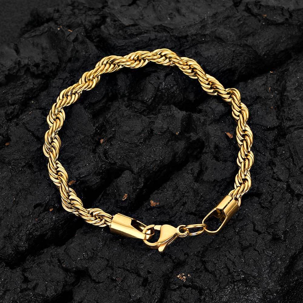 2-10 mm Polished Twisted Rope Stainless steel Bracelet - CHA094 product image
