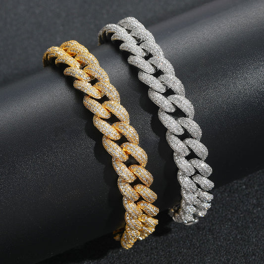 Light Luxury Cuban Link Bubble Cubic Zirconia Bracelet for Men