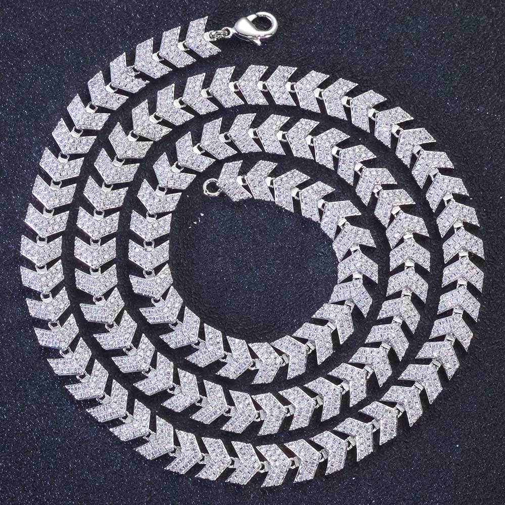 8 mm Chevron CZ Link Hip Hop Necklace with Copper Base - CHA357 product image