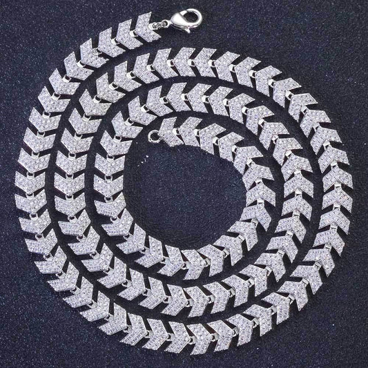 8 mm Chevron CZ Link Hip Hop Necklace with Copper Base - CHA357 product image