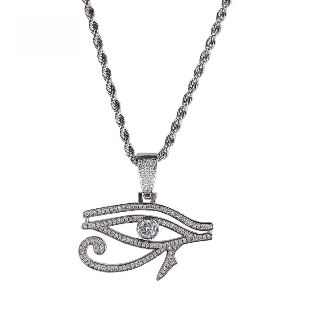 Evil Eye Pendant Necklace with Cubic Zirconia Twist Chain for Women and Men