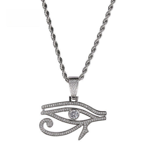 Evil Eye Pendant Necklace with Cubic Zirconia Twist Chain for Women and Men