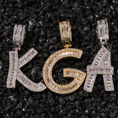 Gold-tone and silver-tone pavé initial pendants