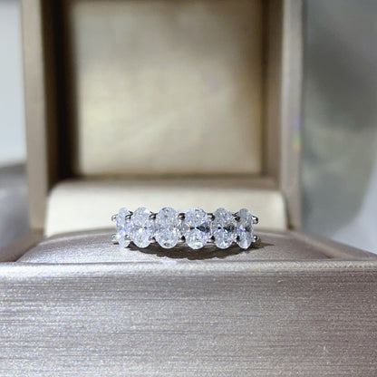 Oval Cut Row Ring for Women, U-Shape Band Stackable Statement Ring Sizes 9-18