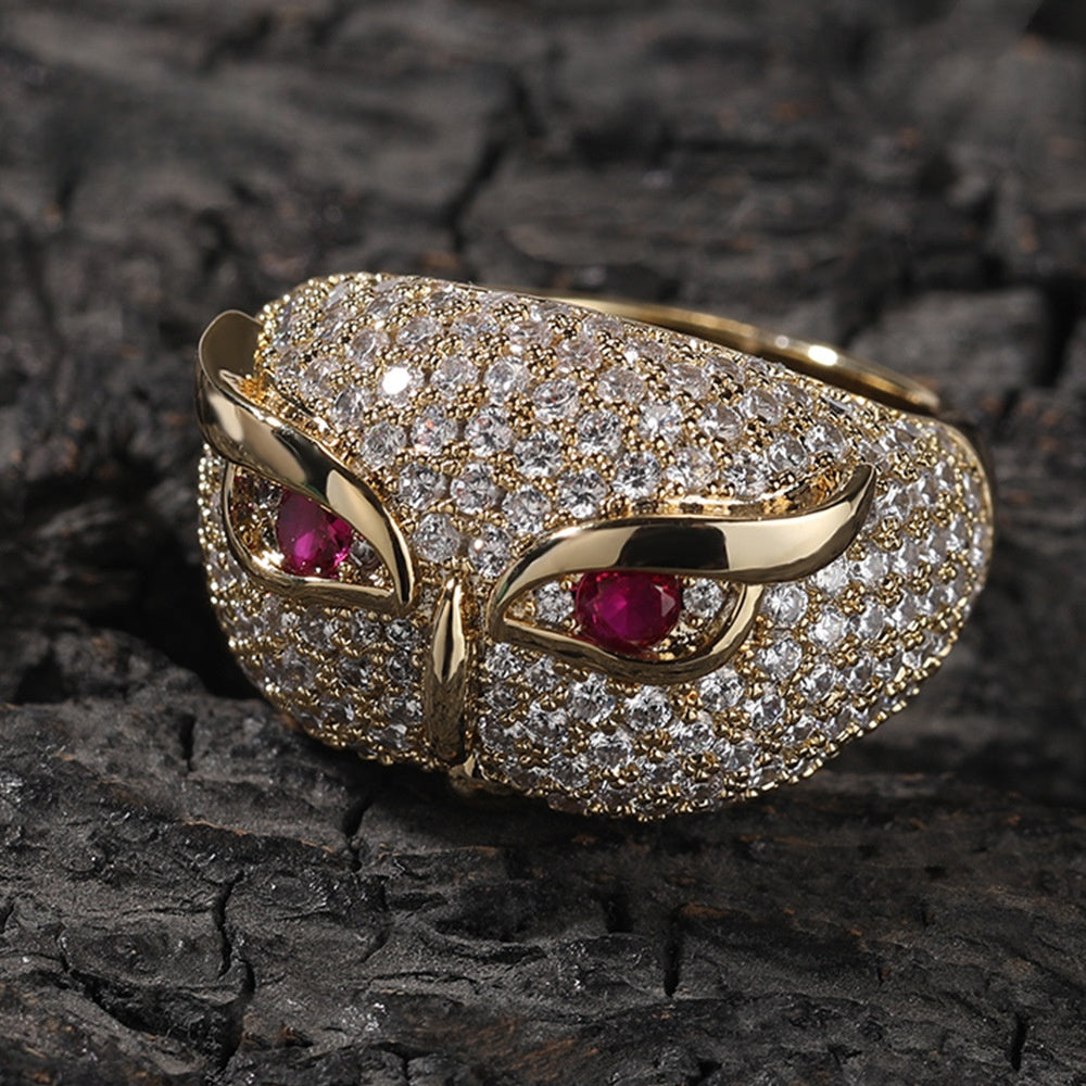 Unisex Owl Statement Ring with Cubic Zirconia - Gold Plated or Silver Plated Hip Hop Fashion Ring