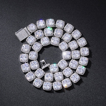 Iced Out Princess Cut Cubic Zirconia Tennis Chain Necklace for Men & Women