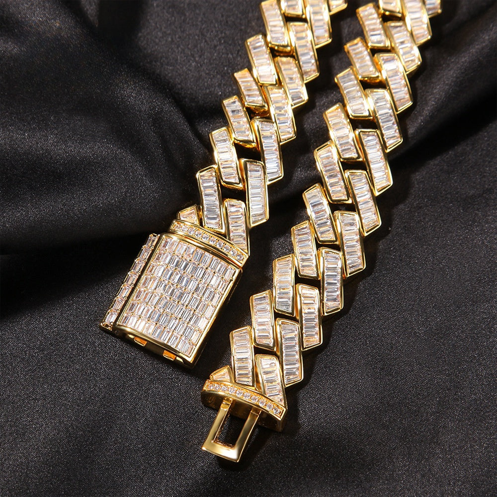 Iced Out Cuban Link Chain Necklace with Lock Pendant for Women & Men, Gold Plated or Silver Plated Cubic Zirconia Statement Necklace product image