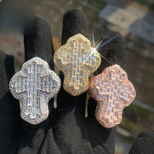 Unisex Iced Out Cross Statement Ring