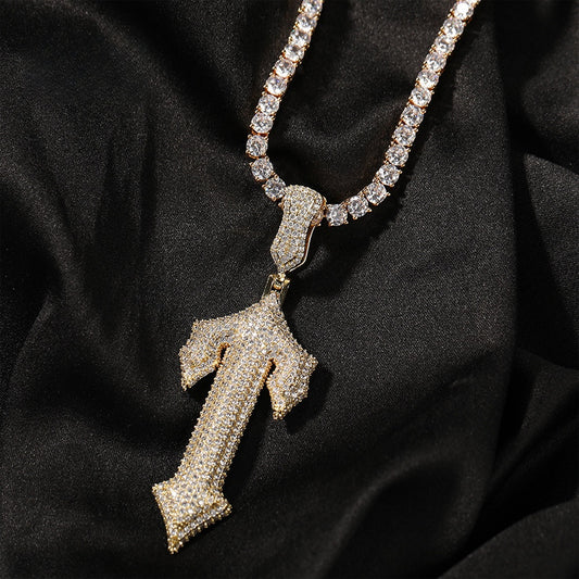 Men’s Iced Out Cross Pendant Necklace with Cubic Zirconia Twist Chain, Gold Tone or White Gold Tone Statement Jewelry