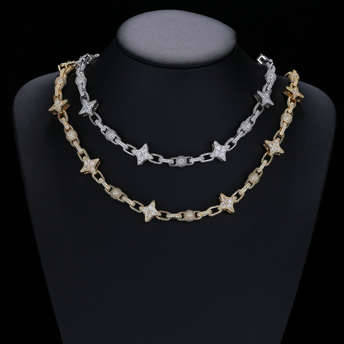 Star Link Cubic Zirconia Chain Necklace, Unisex Jewelry product image