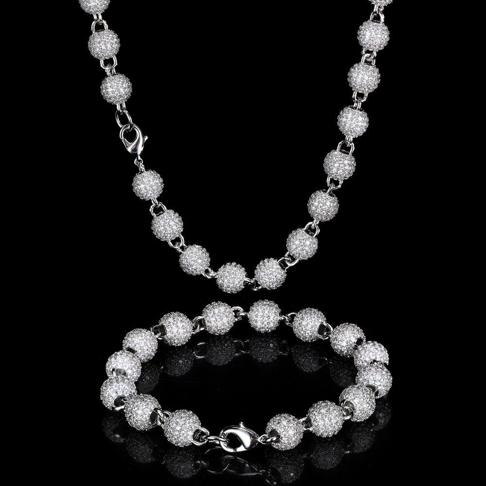 8 mm Pave CZ Bead Link Copper Necklace or Bracelet - CHA099 product image
