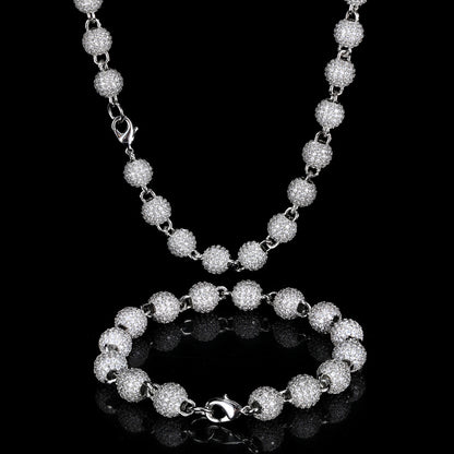 8 mm Pave CZ Bead Link Copper Necklace or Bracelet - CHA099