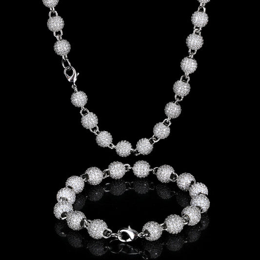 8 mm Pave CZ Bead Link Copper Necklace or Bracelet - CHA099 product image