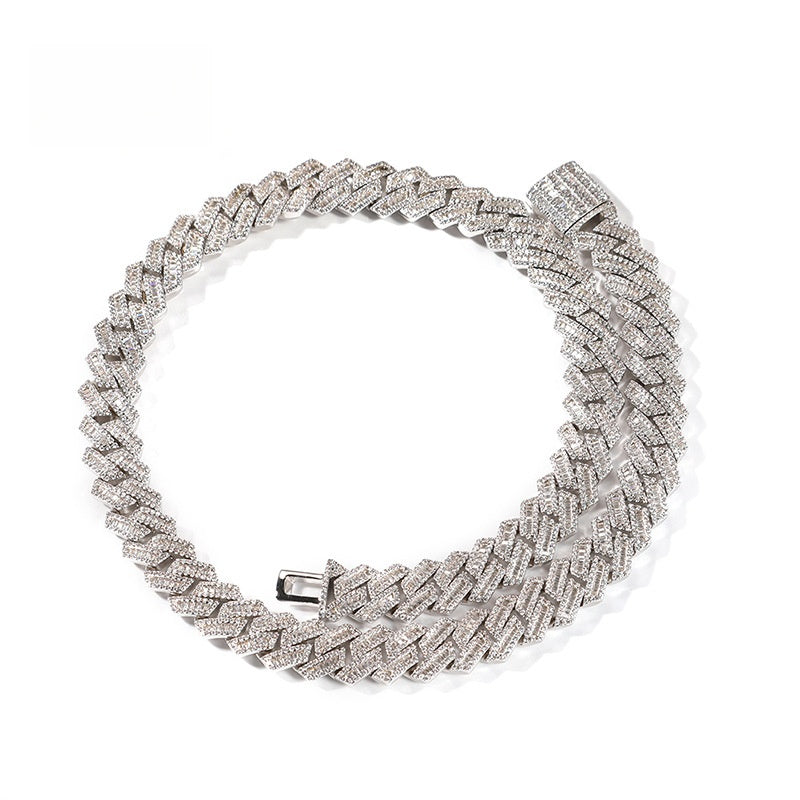 Iced Out Cuban Link Chain Necklace & Bracelet Set with Square Cubic Zirconia, Gold Plated Statement Hip Hop Jewelry for Women and Men