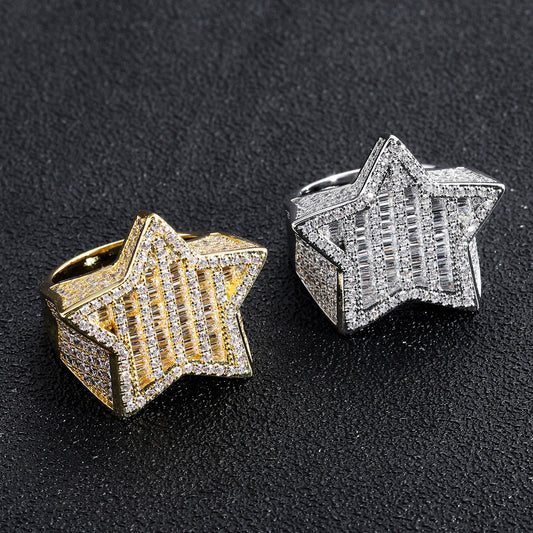 Hip Hop Star Cubic Zirconia Ring for Men