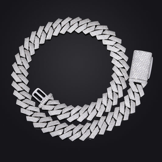 Iced Out Cuban Link Chain Necklace or Bracelet with Cubic Zirconia Diamond Shape Links for Men and Women product image
