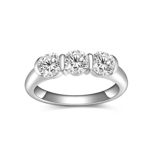 Three Stone Round Moissanite Ring for Women, Minimalist Promise Ring product image