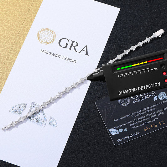 Moissanite Tennis Chain Bracelet/Necklace, 925 Silver Geometric Unisex Jewelry