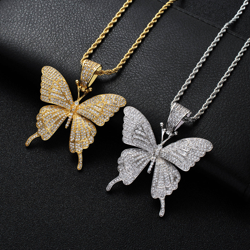 Hip Hop Cross Cubic Zirconia Pendant Necklace for Men and Women