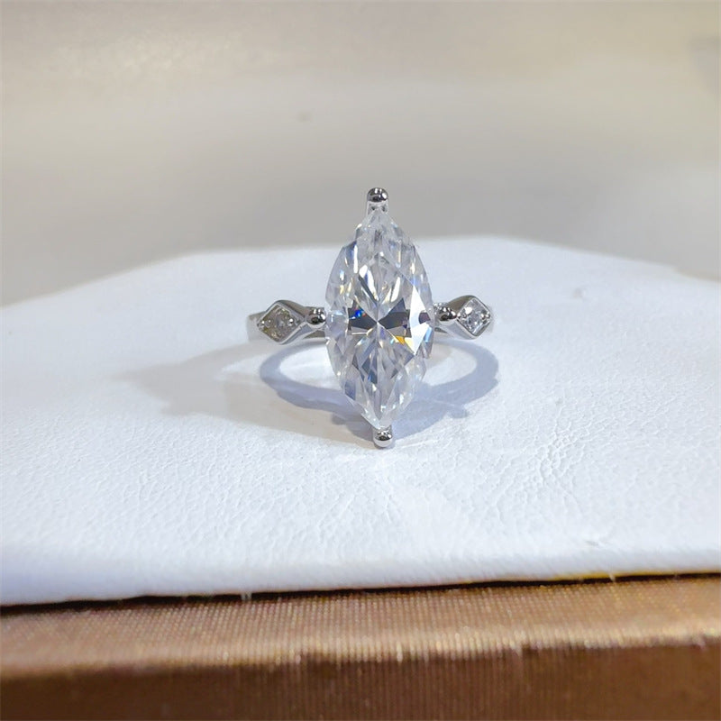 Marquise Moissanite Ring for Women, Geometric Solitaire Engagement Style Ring, 2 Carat or 3 Carat product image