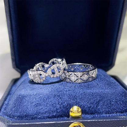 Moissanite Ring for Women, White-Tone U Shape Band Ring, Stackable Promise Ring in 2 Styles