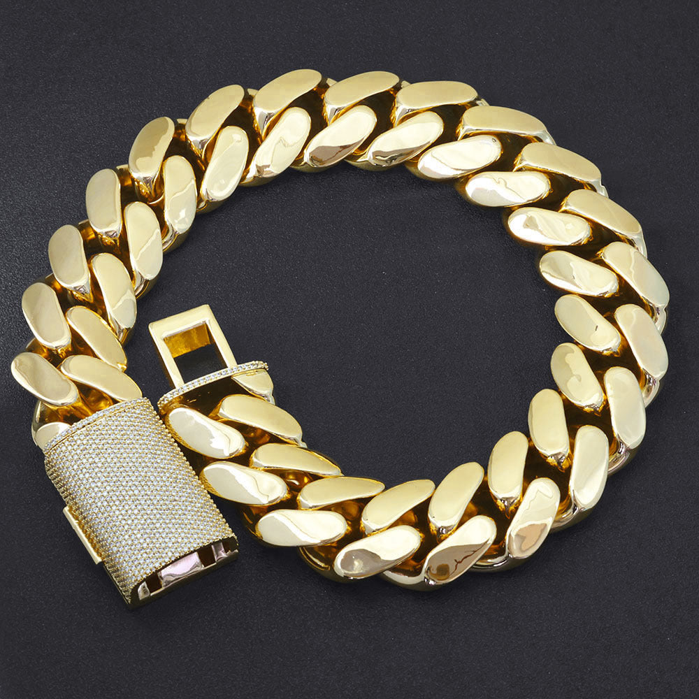 30-40 mm Polished Cuban with CZ Clasp Hip Hop Necklace or Bracelet with Copper Base - CHA178 product image