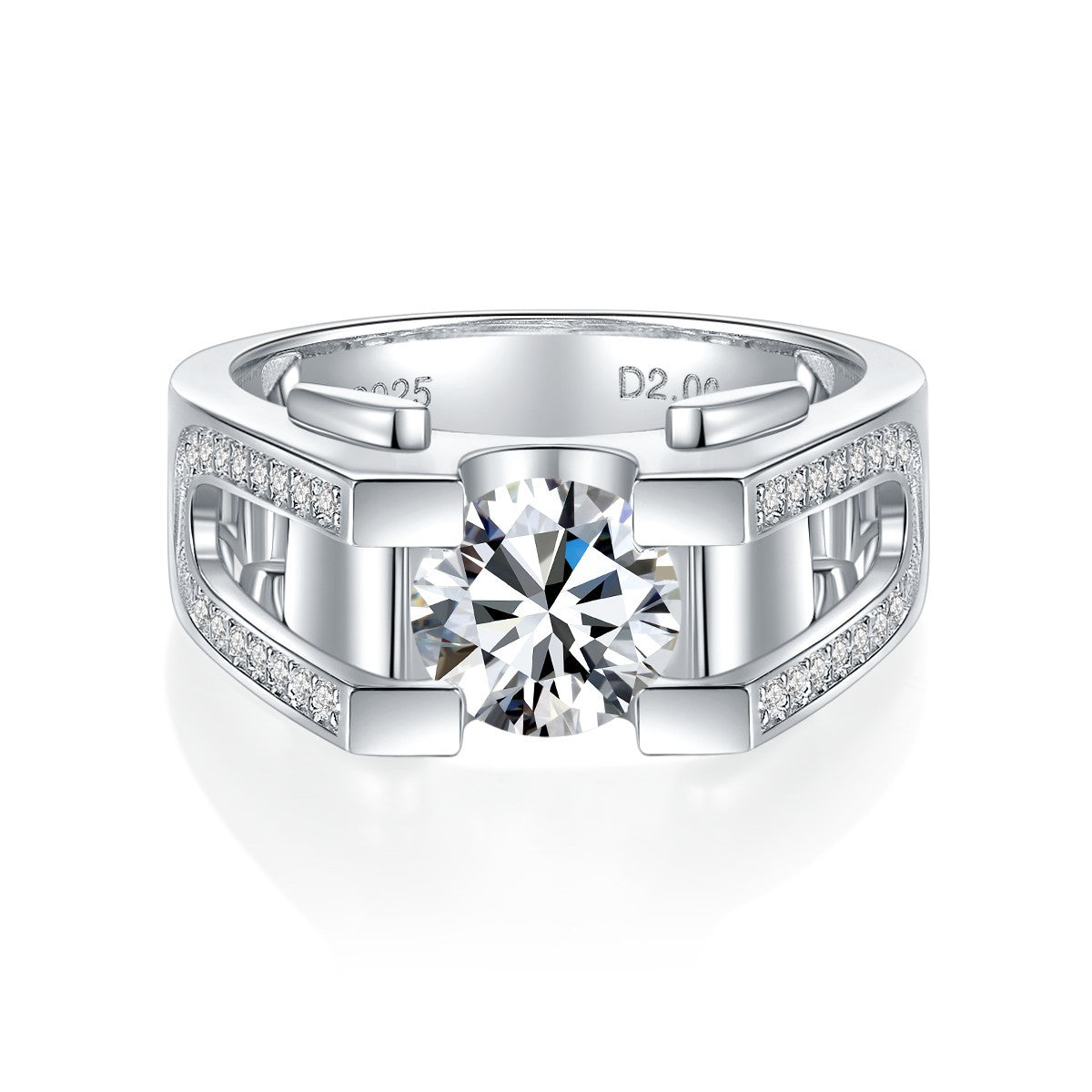Moissanite Ring for Men, 925 Silver 18K Gold Finish Wedding Band product image