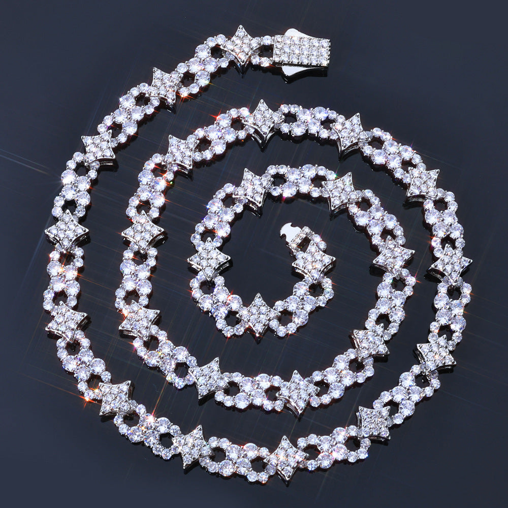 12 mm Star and Round CZ Link Copper Necklace - CHA391 product image