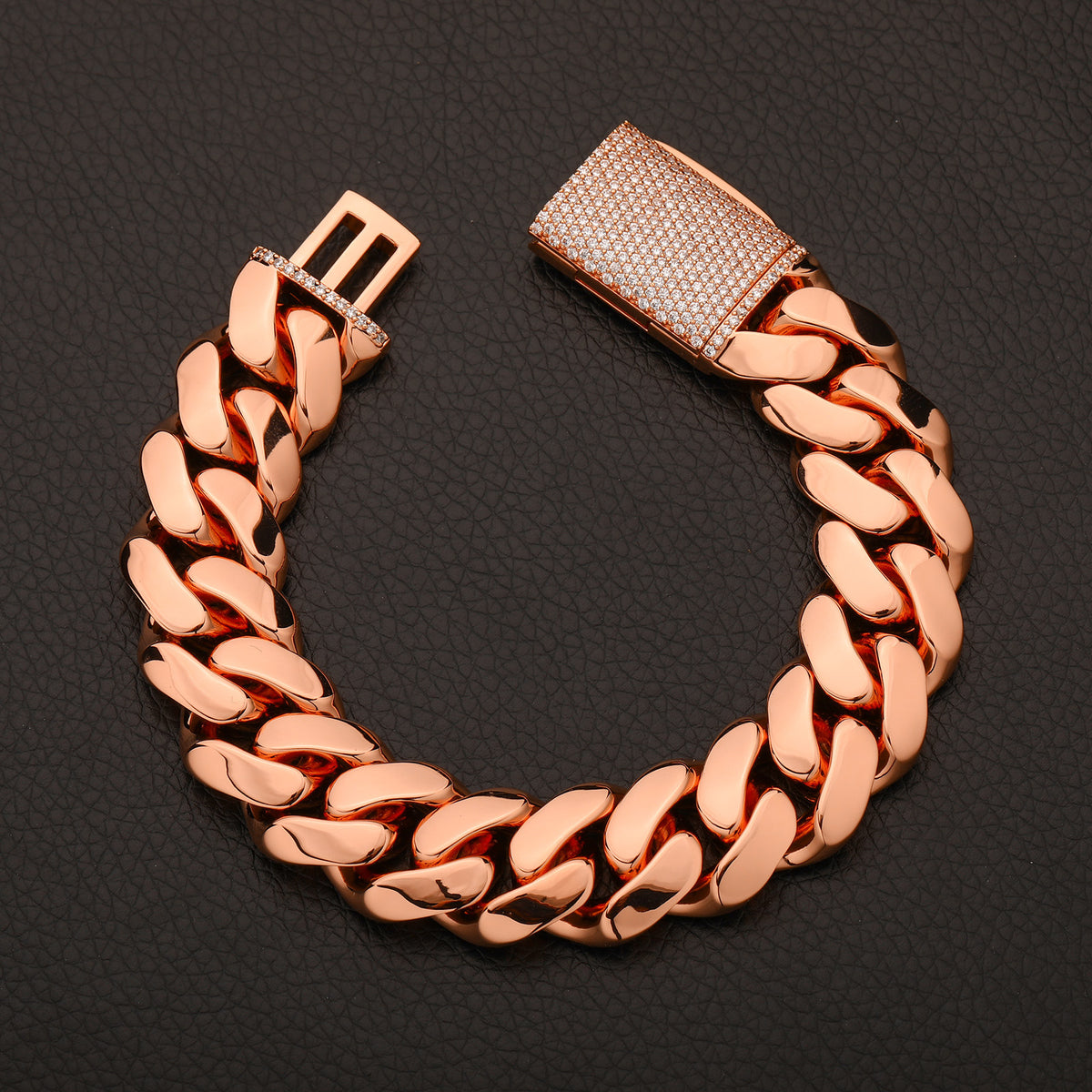 Rose Gold Iced Out Cuban Link Chain Necklace & Bracelet Set in Cubic Zirconia product image