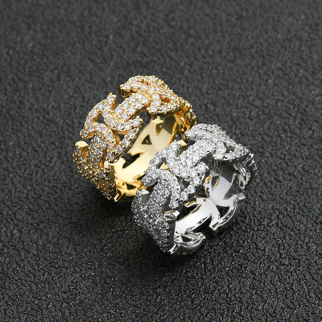 Hip Hop Bow Butterfly Geometric Cubic Zirconia Ring for Men and Women