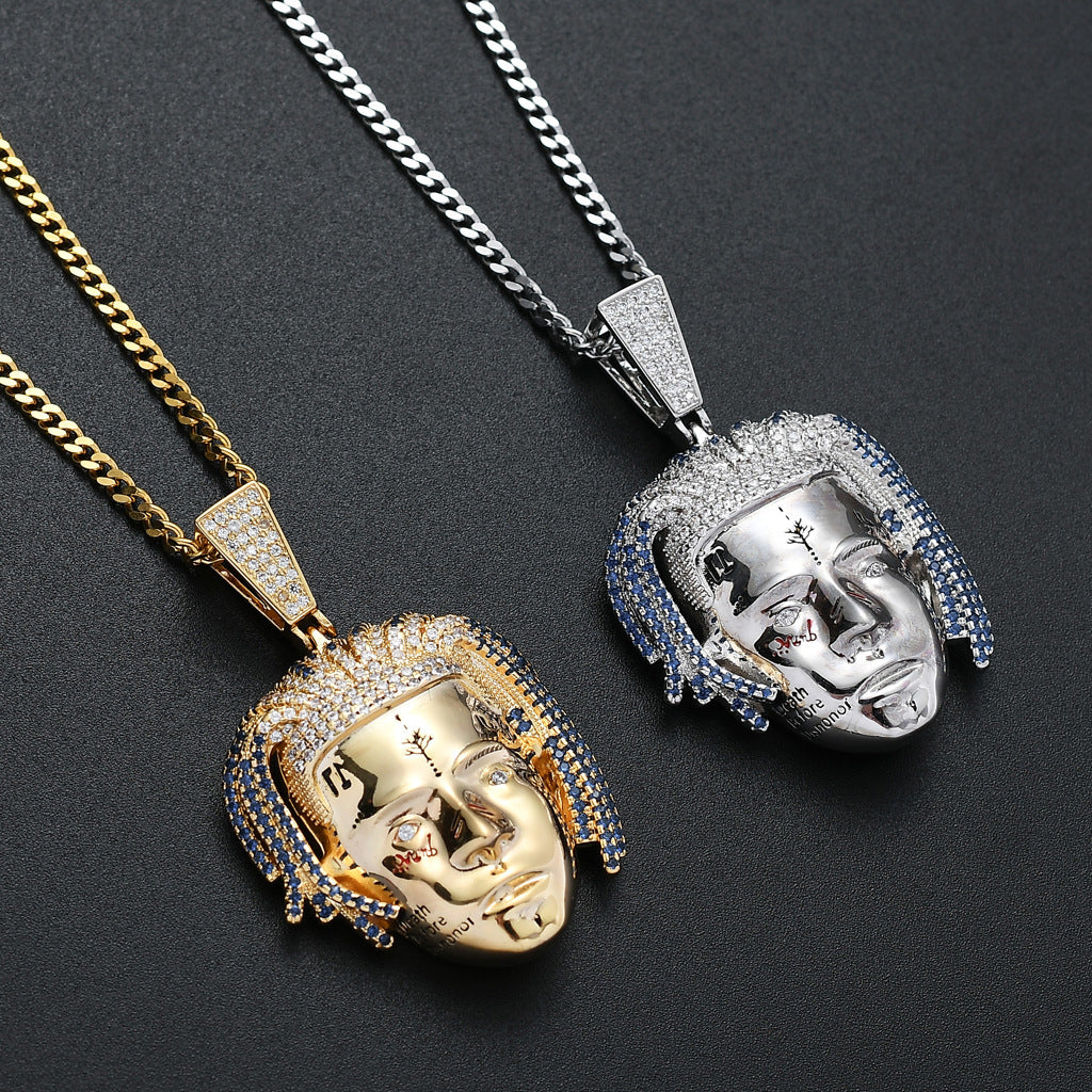 Hip Hop Vintage Skull Copper Pendant Necklace for Men and Women