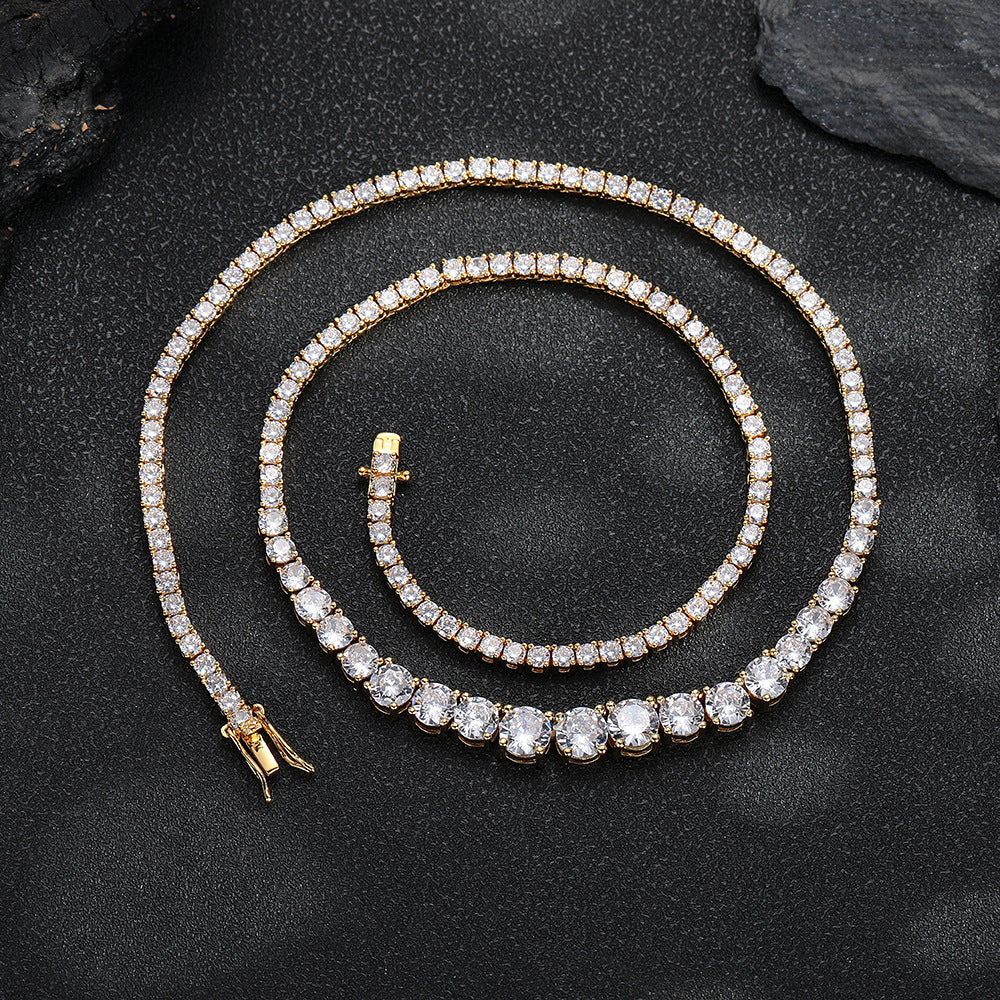 Iced Out Tennis Chain Necklace & Bracelet, Sparkling Stone Statement Chain, Unisex product image
