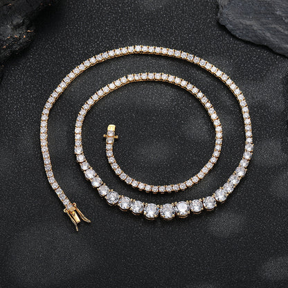 Iced Out Tennis Chain Necklace & Bracelet, Sparkling Stone Statement Chain, Unisex