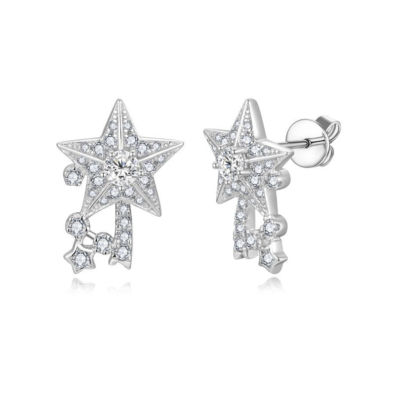 Moissanite Star Stud Earrings, 18K Gold Plated S925 Silver Comet Drop Earrings for Women product image