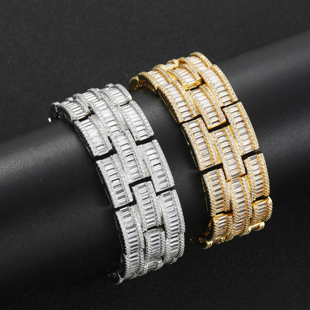 Hip Hop Cuban Link Cubic Zirconia Bracelet for Men and Women