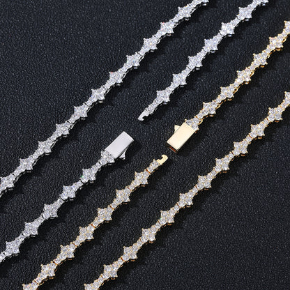 Unisex Geometric Cubic Zirconia Tennis Chain Necklace Bracelet