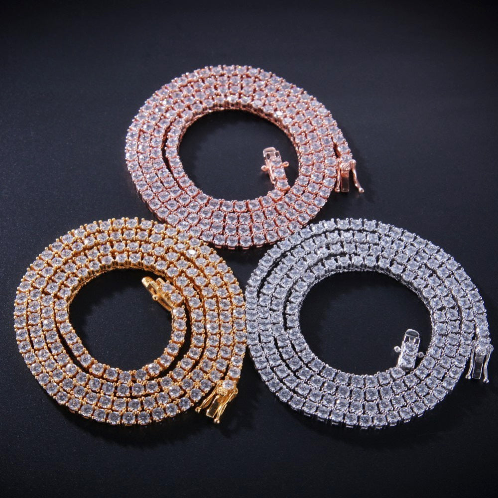 925 Sterling Silver Iced Out Tennis Chain Necklace for Women & Men, Gold Plated/Silver Plated Cubic Zirconia Statement Pendant Chain product image