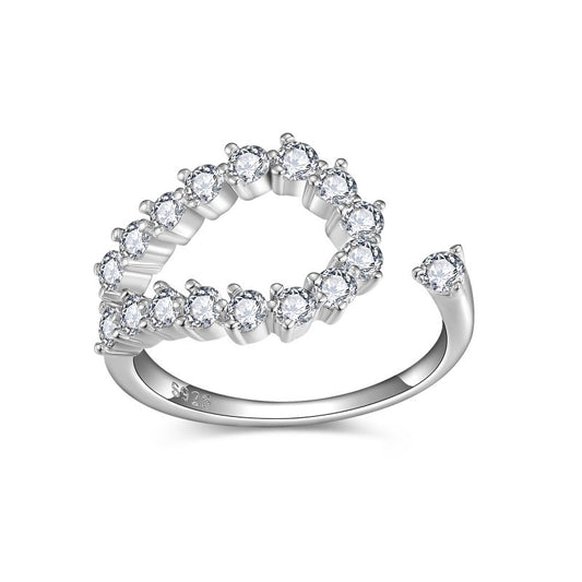 Moissanite Open Ring for Women, Clear Stone Wrap Band, Promise Ring Style product image