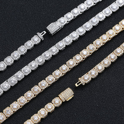 Square Cubic Zirconia Tennis-Style Chain Bracelet & Necklace, 6 mm, Unisex