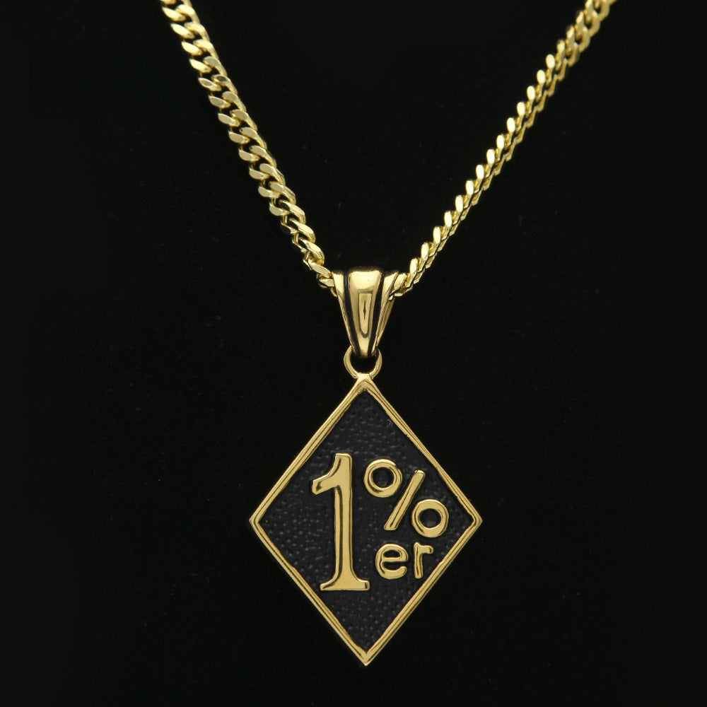 Gold Tone Number Pendant Necklace with 5mm Cuban Chain – Unisex Hip Hop Statement Chain product image