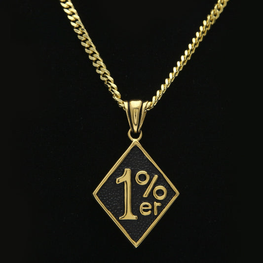 Gold Tone Number Pendant Necklace with 5mm Cuban Chain – Unisex Hip Hop Statement Chain