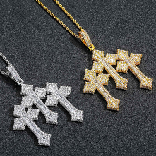 Vintage Cross Copper Pendant Necklace for Men and Women